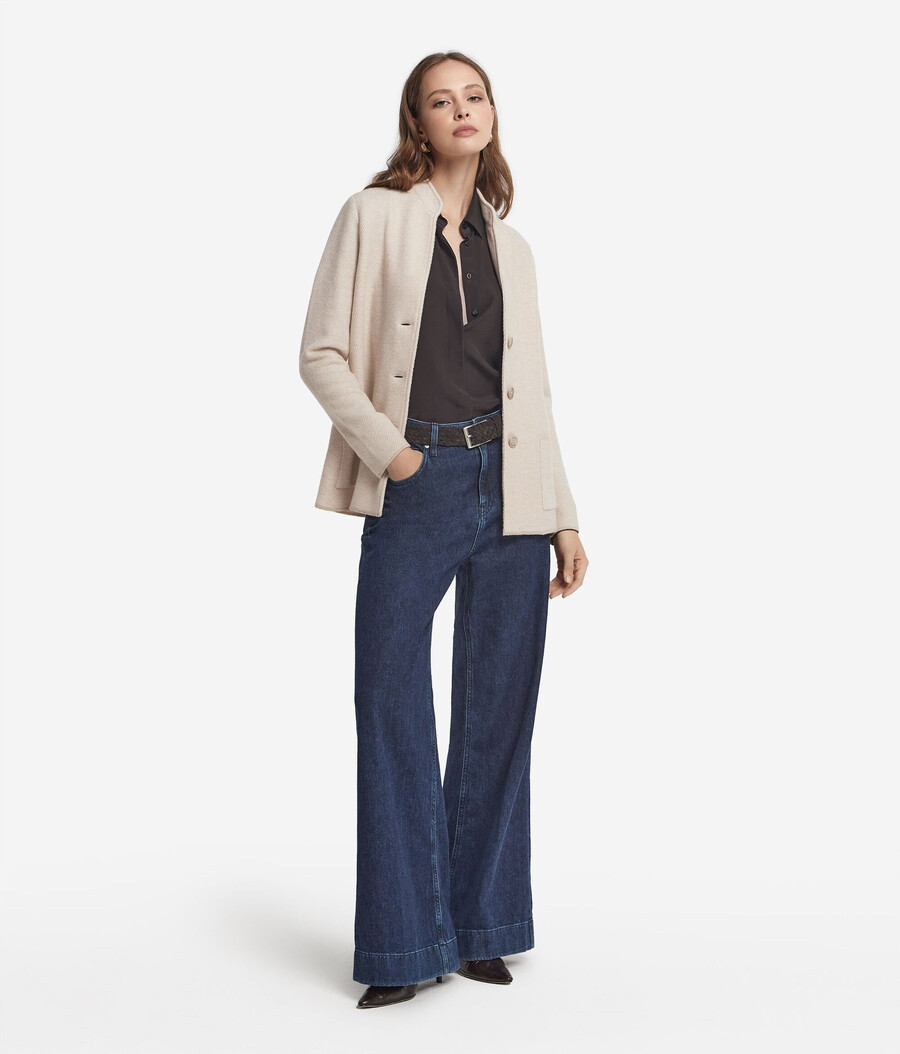 cappotto bicolore in lana e cashmere