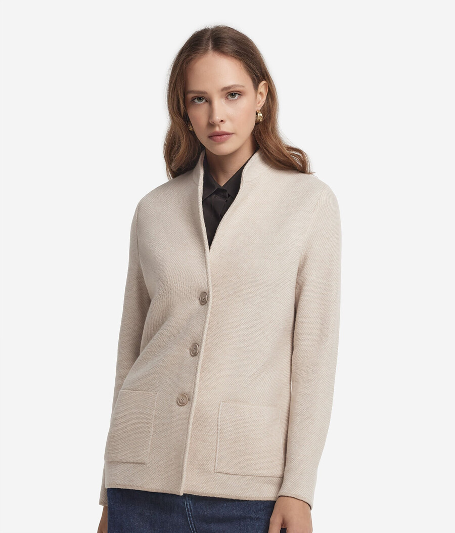 cappotto bicolore in lana e cashmere