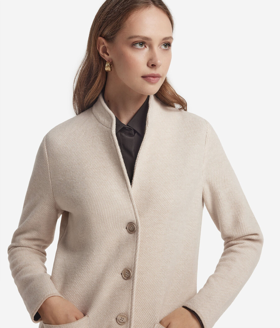 cappotto bicolore in lana e cashmere
