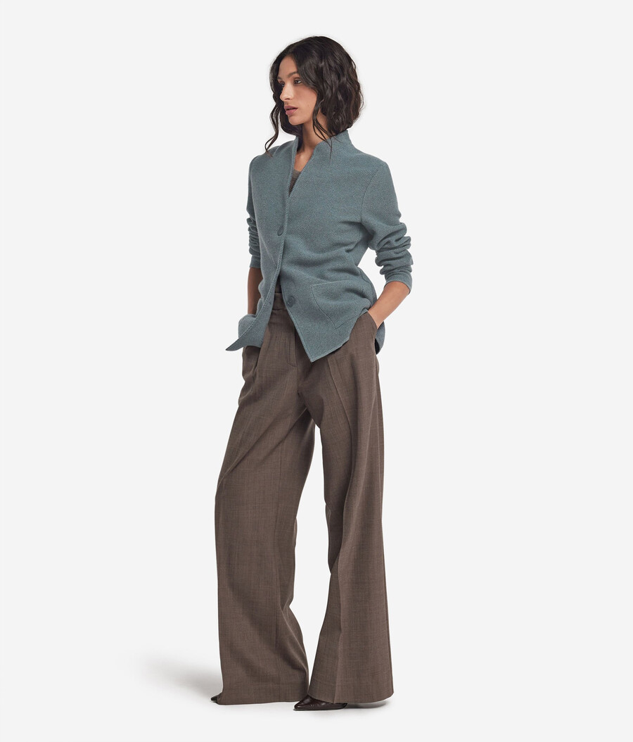 cappotto bicolore in lana e cashmere
