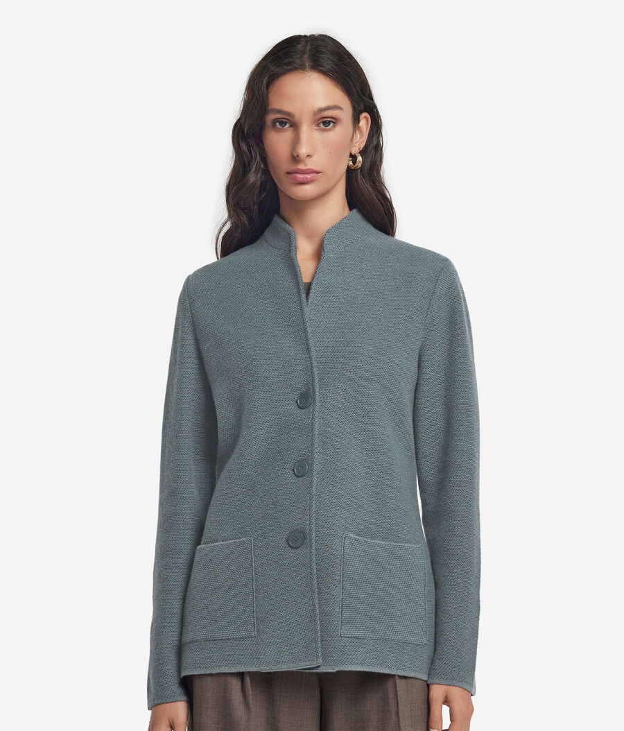 cappotto bicolore in lana e cashmere
