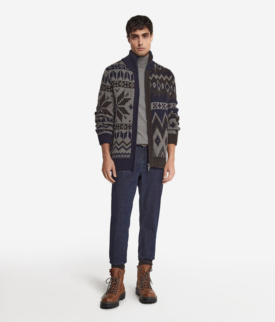 cardigan in cashmere jacquard