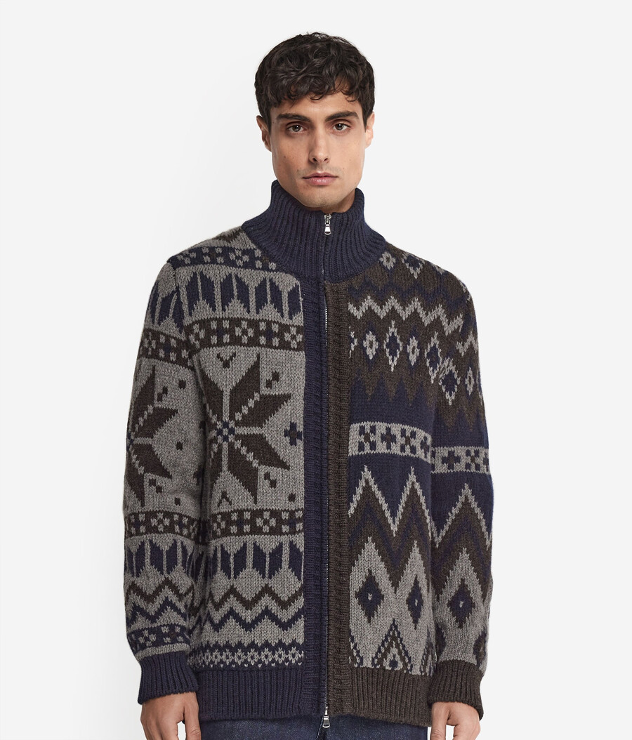 cardigan in cashmere jacquard