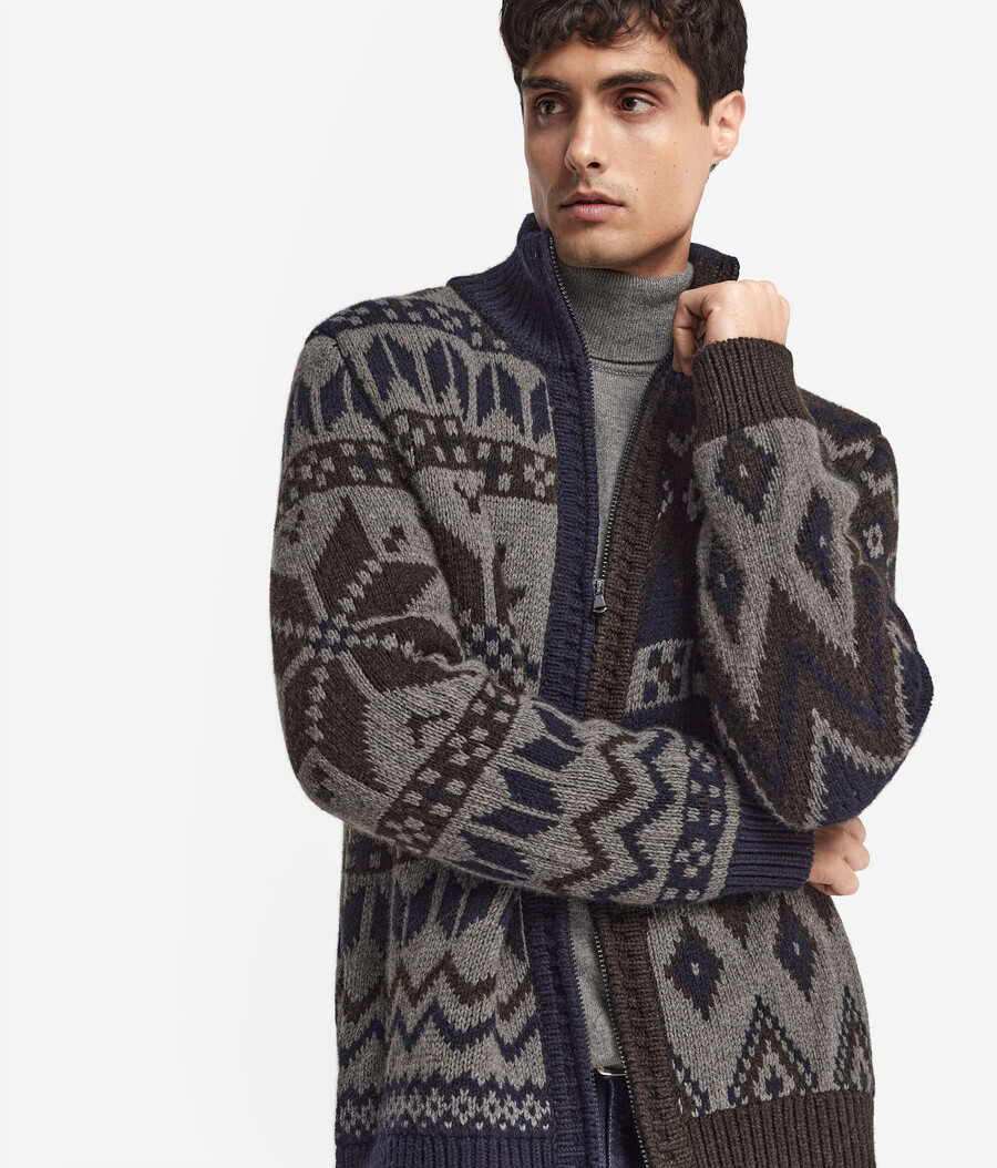 cardigan in cashmere jacquard
