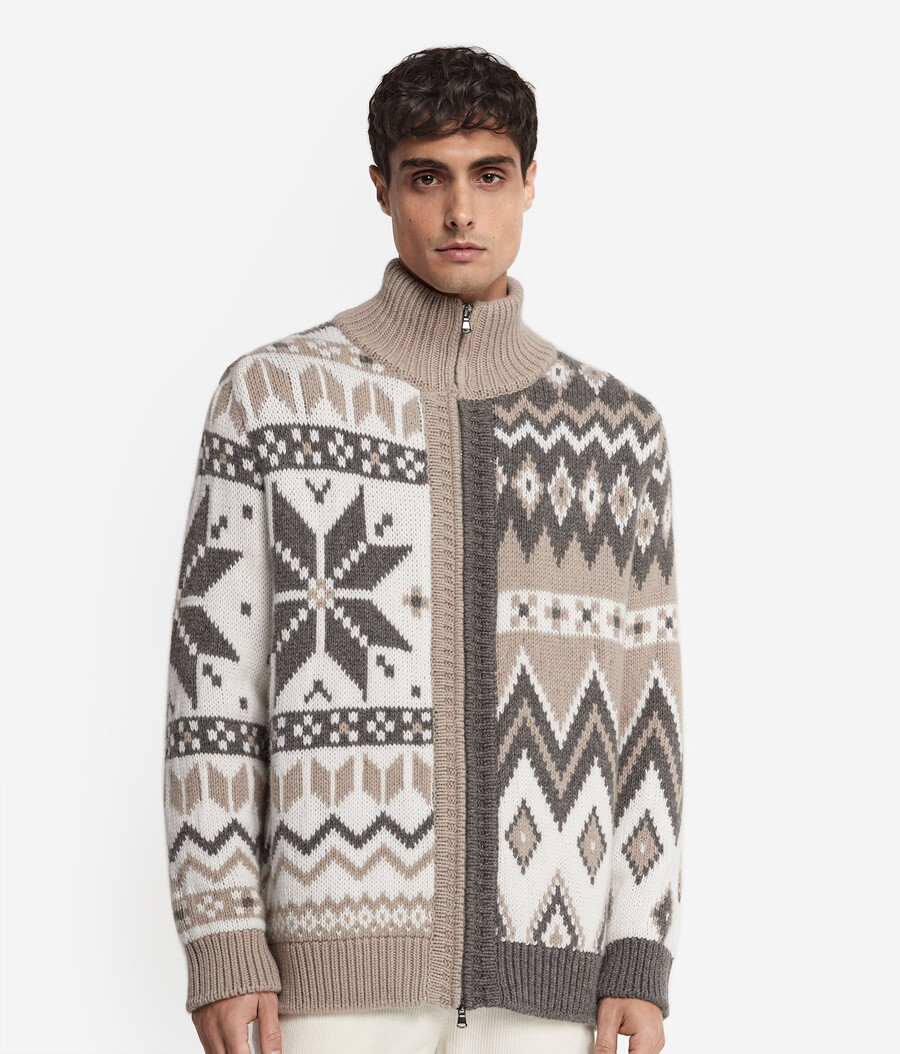 cardigan in cashmere jacquard