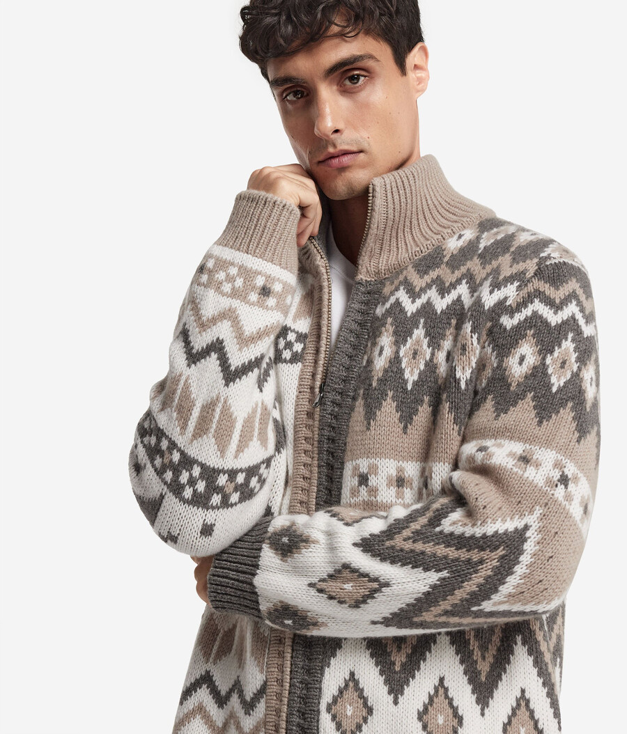 cardigan in cashmere jacquard