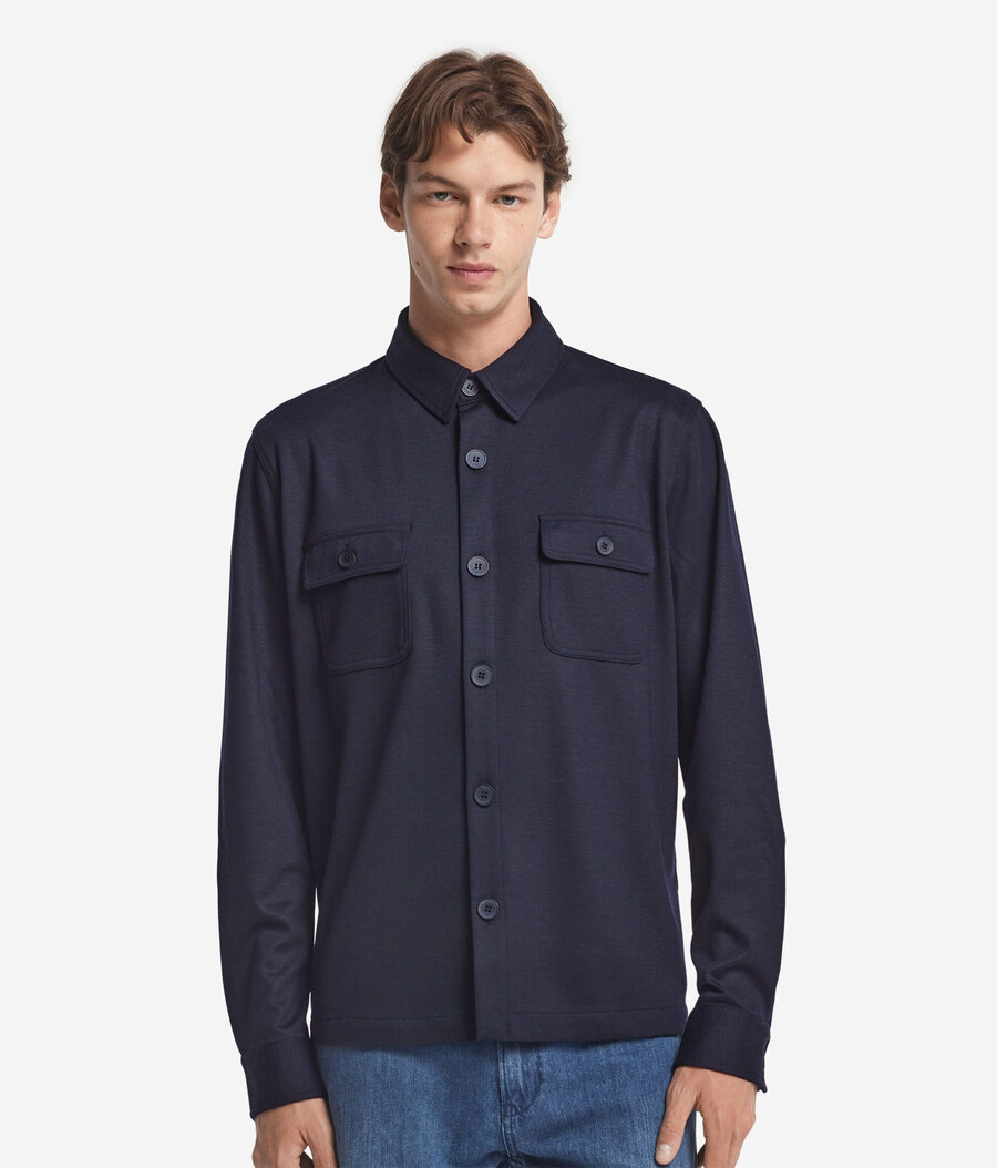 camicia in jersey di lana