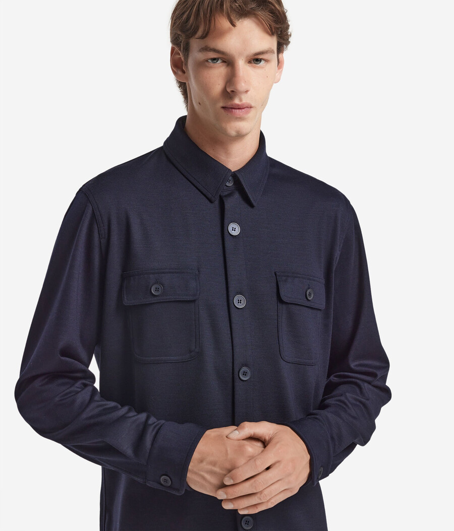 camicia in jersey di lana