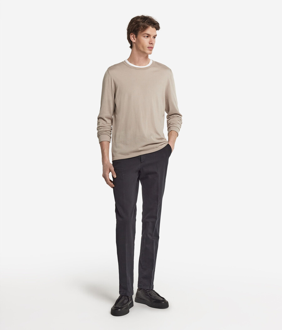 maglione girocollo in seta e cotone