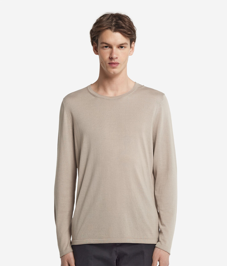 maglione girocollo in seta e cotone