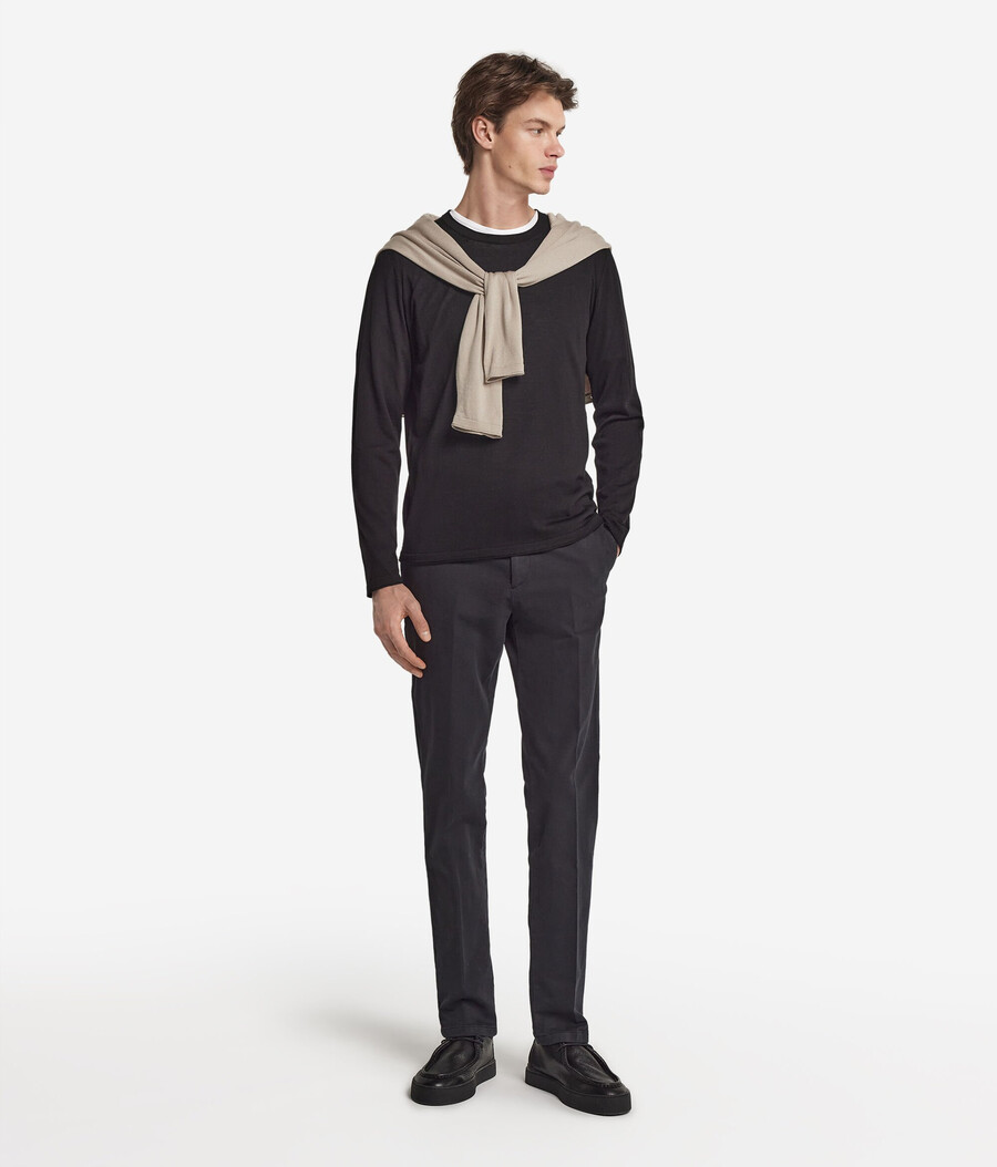 maglione girocollo in seta e cotone