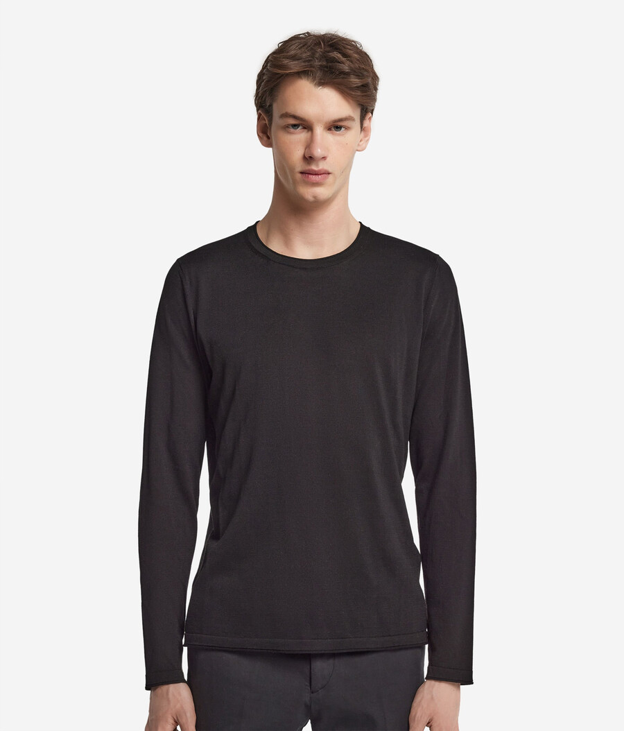 maglione girocollo in seta e cotone