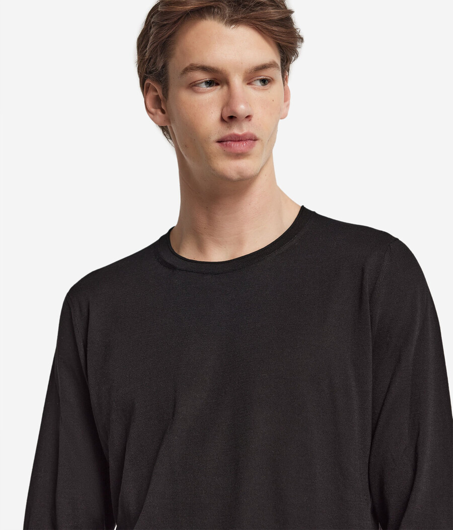 maglione girocollo in seta e cotone