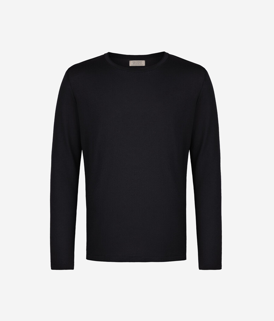 maglione girocollo in seta e cotone