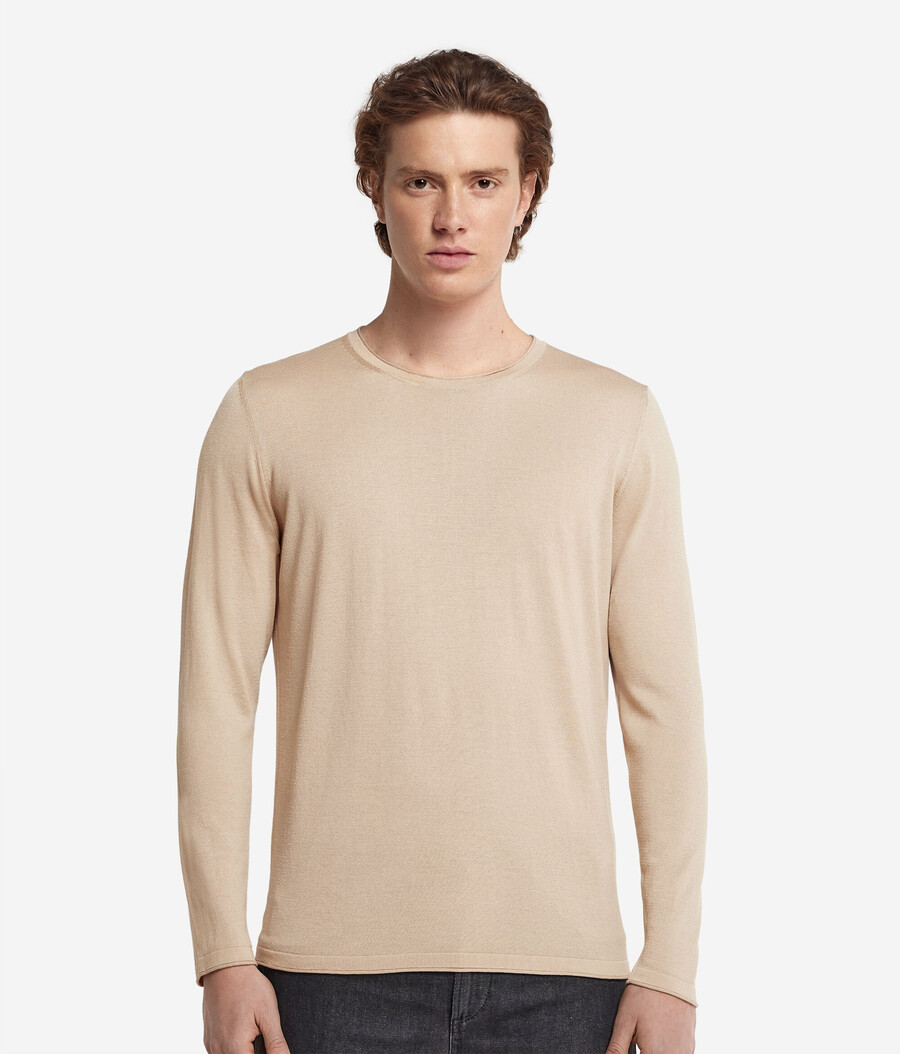 maglione girocollo in seta e cotone