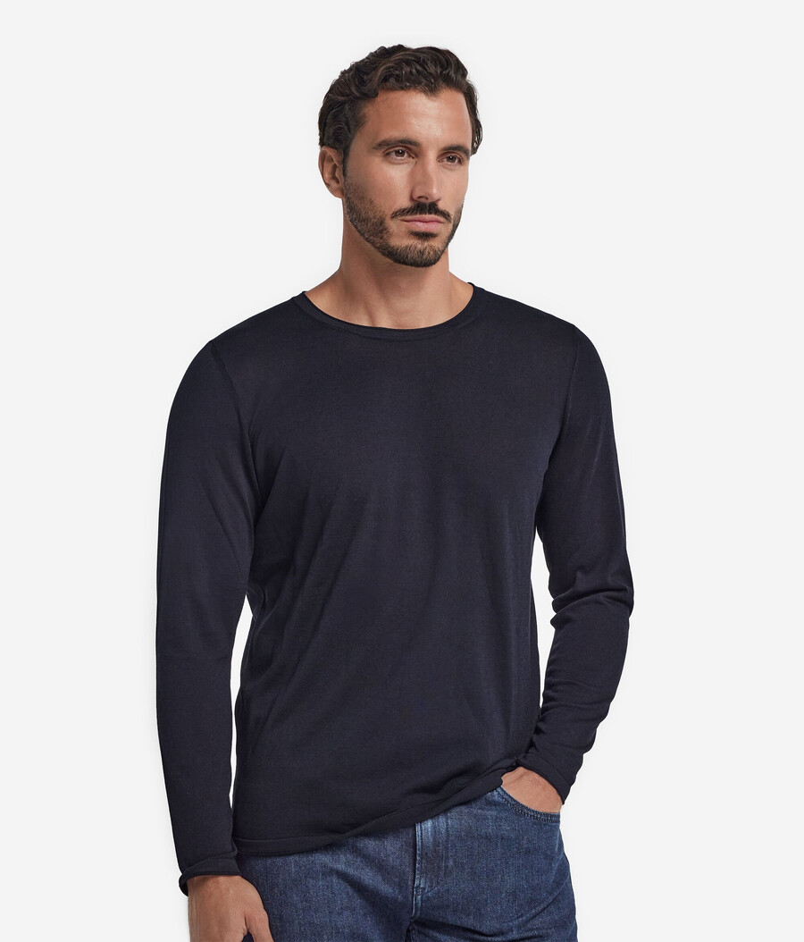 maglione girocollo in seta e cotone