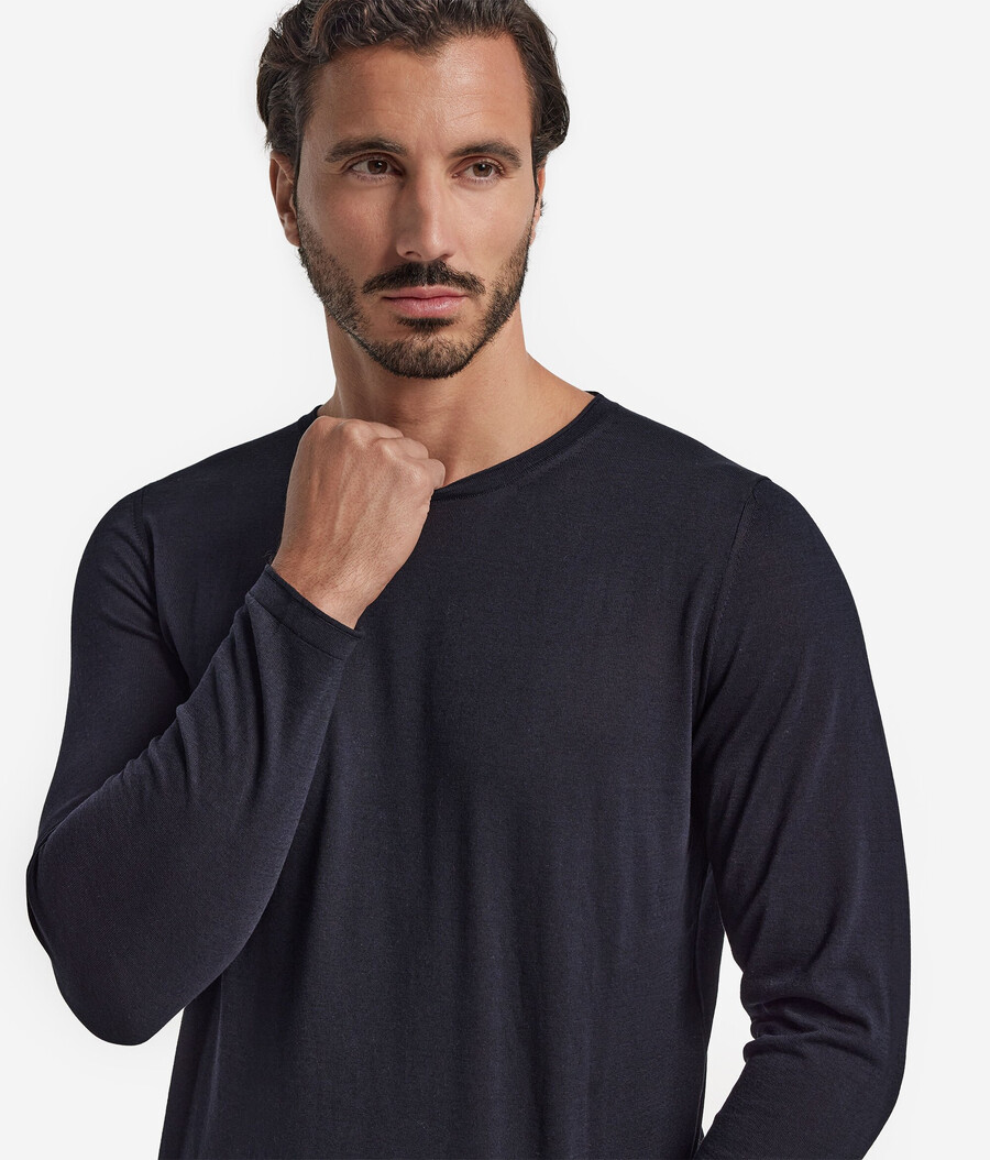 maglione girocollo in seta e cotone