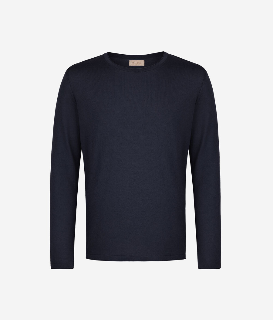 maglione girocollo in seta e cotone
