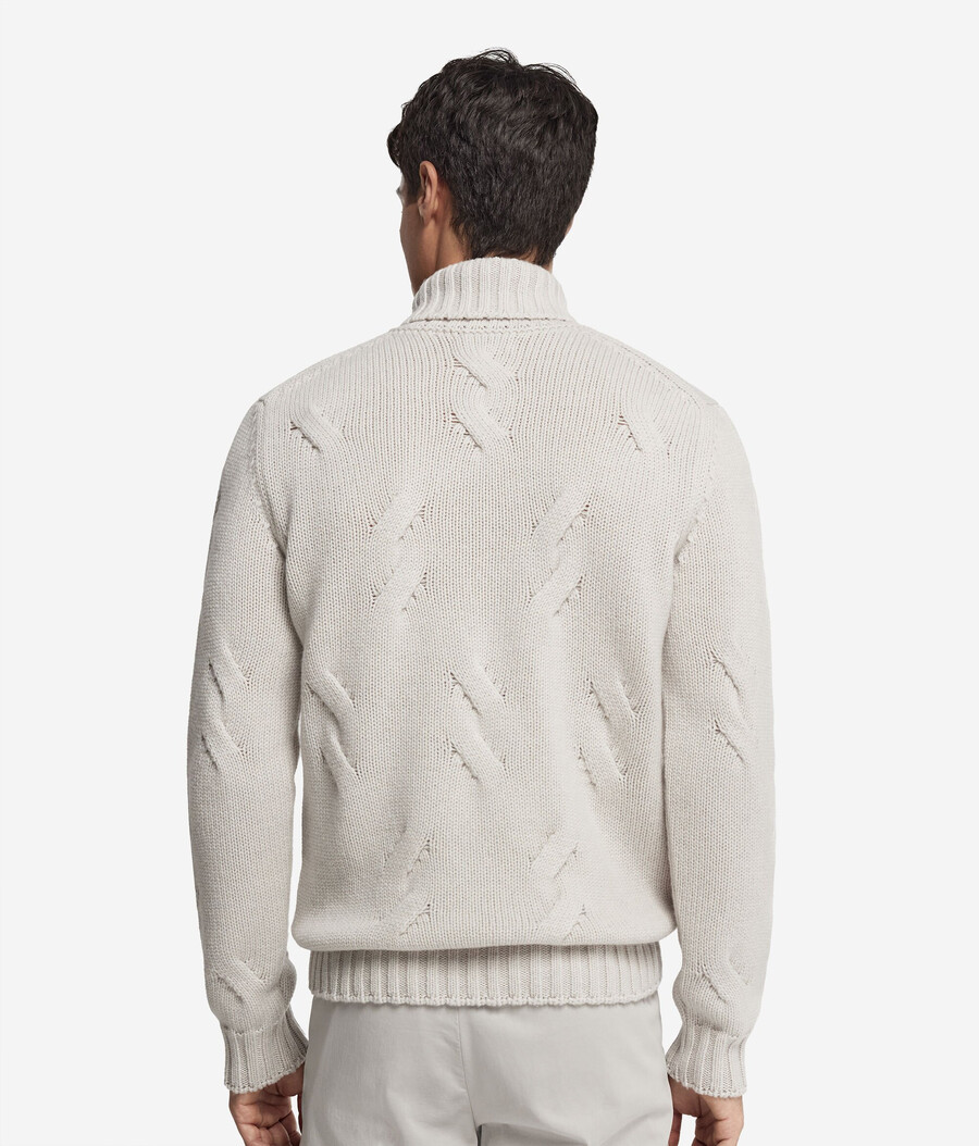 maglione dolcevita in cashmere con motivo a trecce