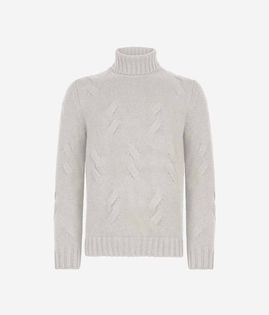 maglione dolcevita in cashmere con motivo a trecce