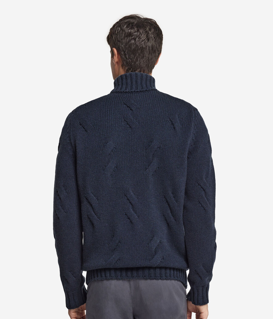 maglione dolcevita in cashmere con motivo a trecce