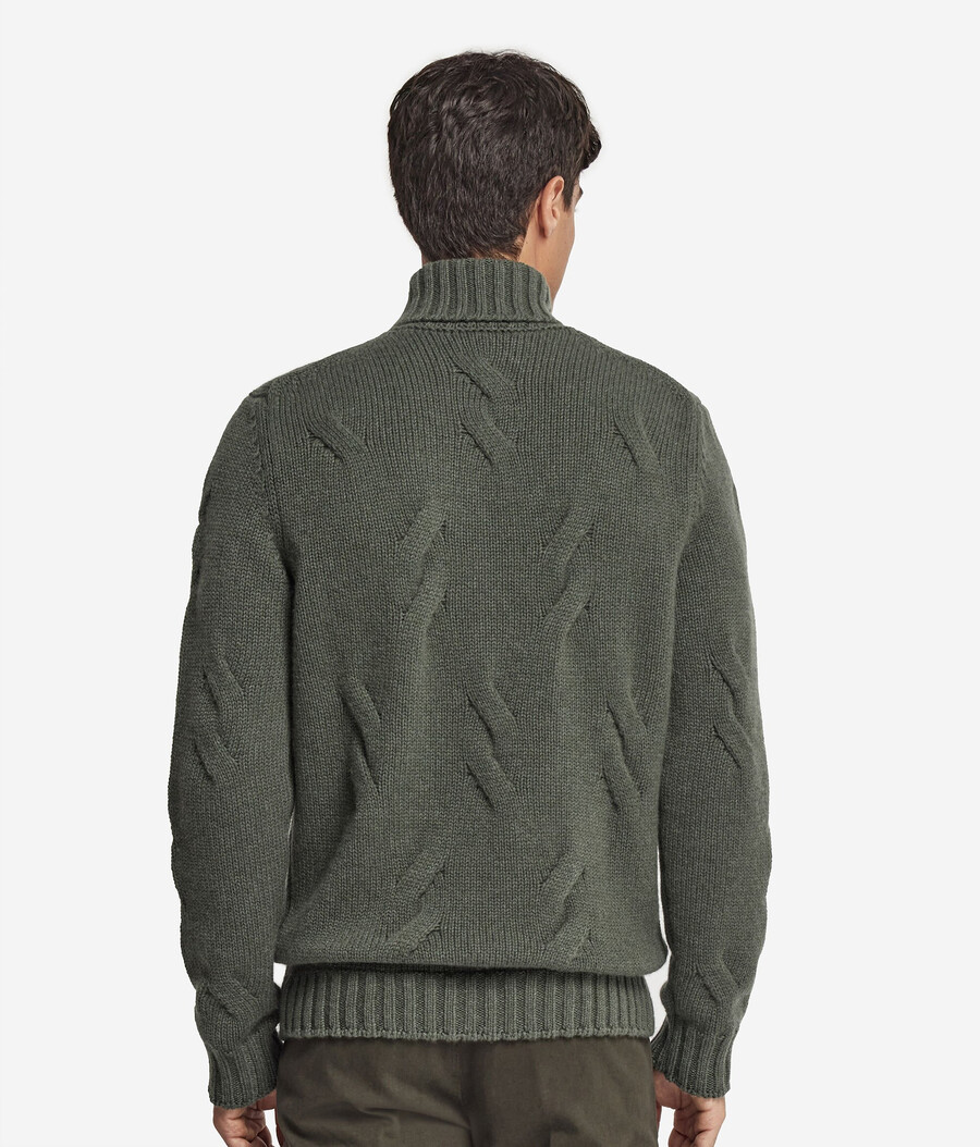 maglione dolcevita in cashmere con motivo a trecce