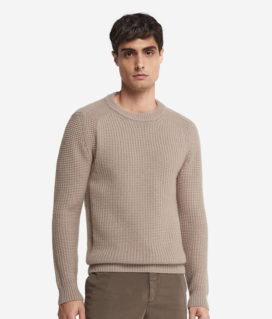 maglione girocollo in cashmere ultra morbido a coste