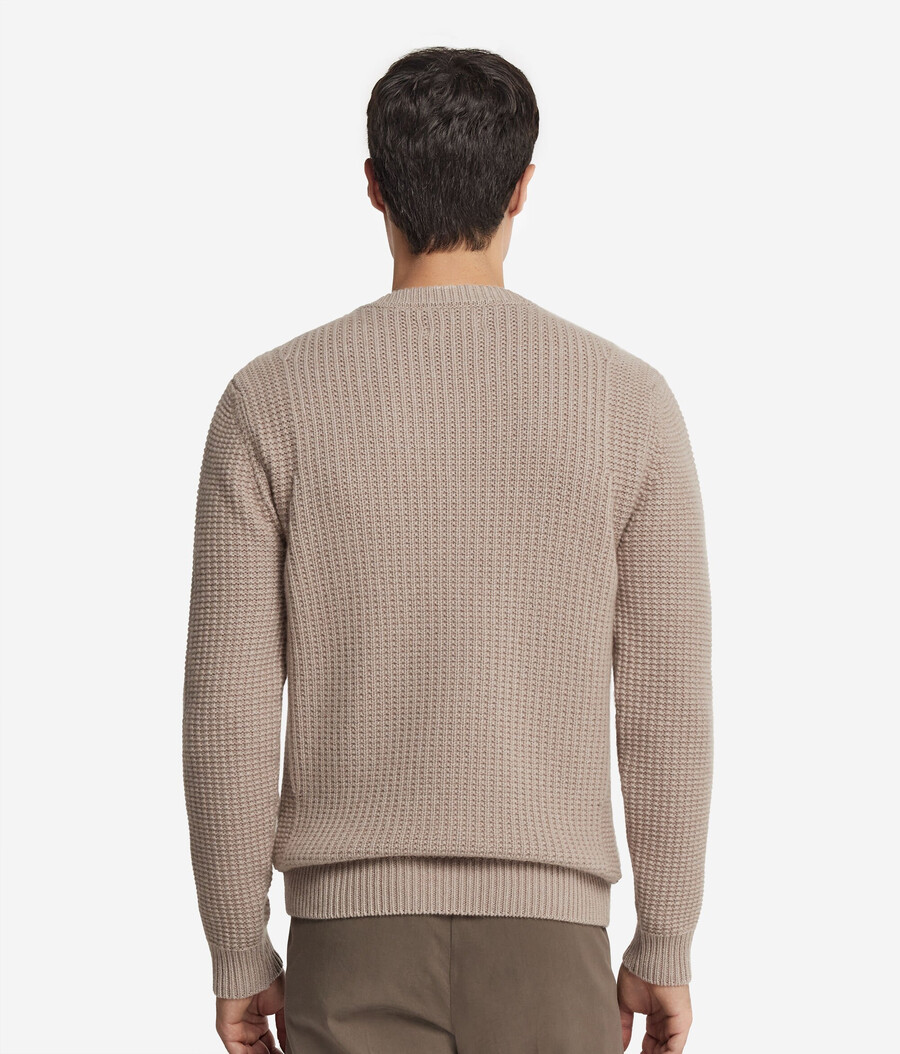 maglione girocollo in cashmere ultra morbido a coste
