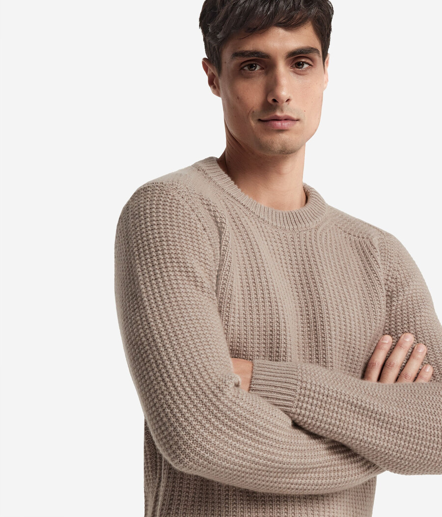 maglione girocollo in cashmere ultra morbido a coste