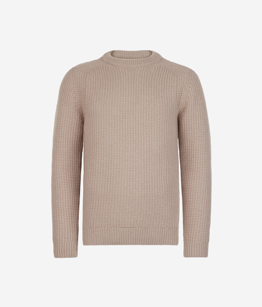 maglione girocollo in cashmere ultra morbido a coste