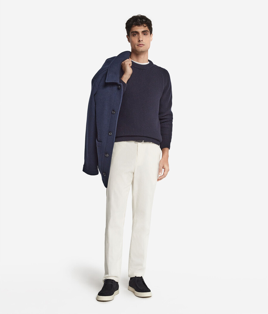 maglione girocollo in cashmere ultra morbido a coste