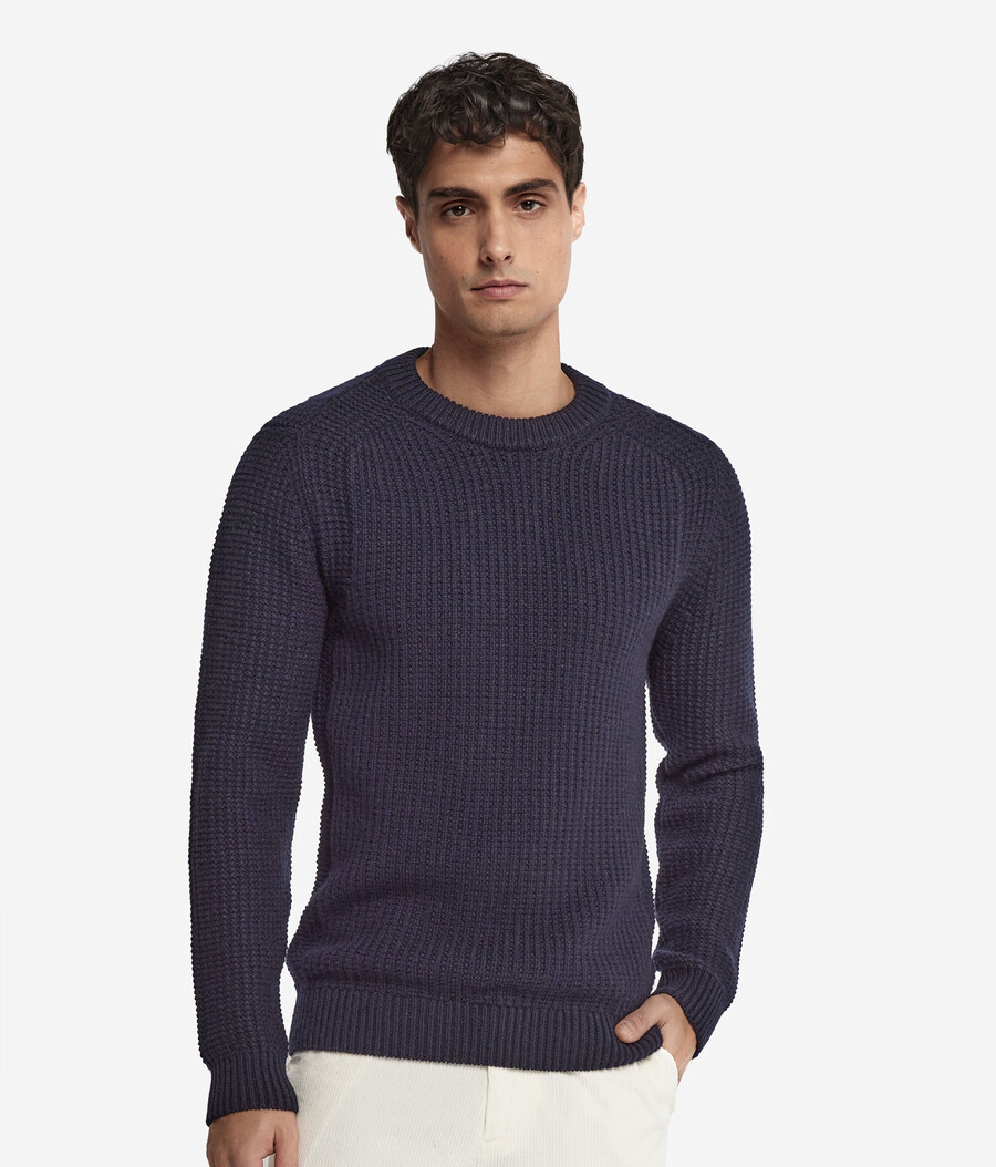 maglione girocollo in cashmere ultra morbido a coste