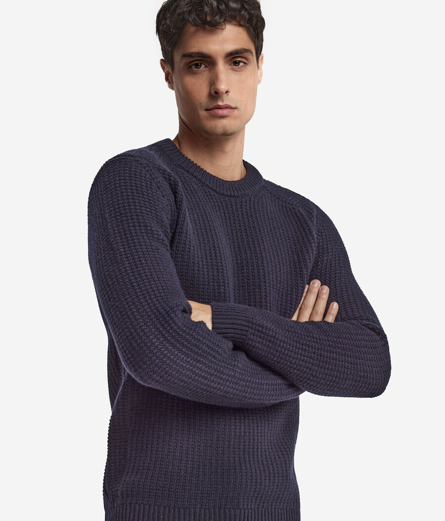 maglione girocollo in cashmere ultra morbido a coste