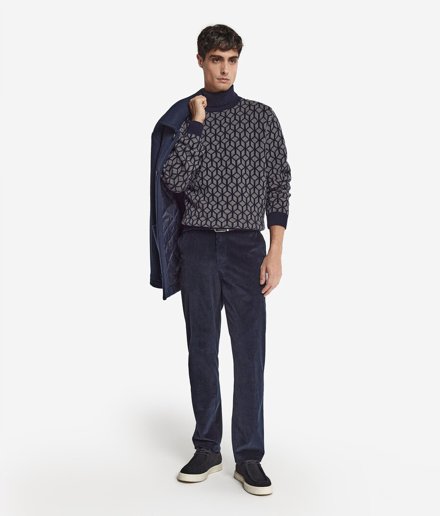 maglione dolcevita in cashmere jacquard con motivo ottico