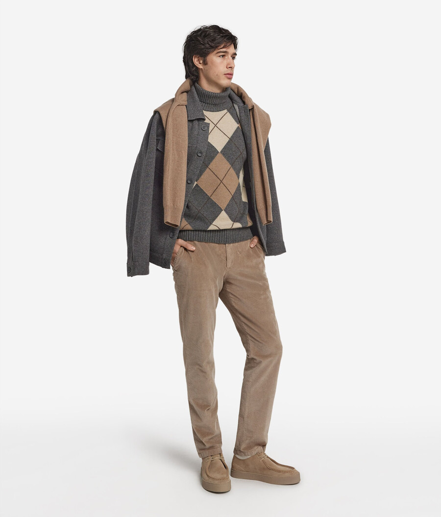 dolcevita in cashmere ultra morbido con motivo a rombi