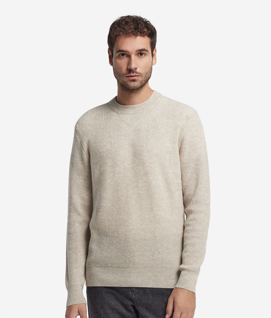 maglione girocollo in cashmere ultra morbido con lavorazione a nido dape