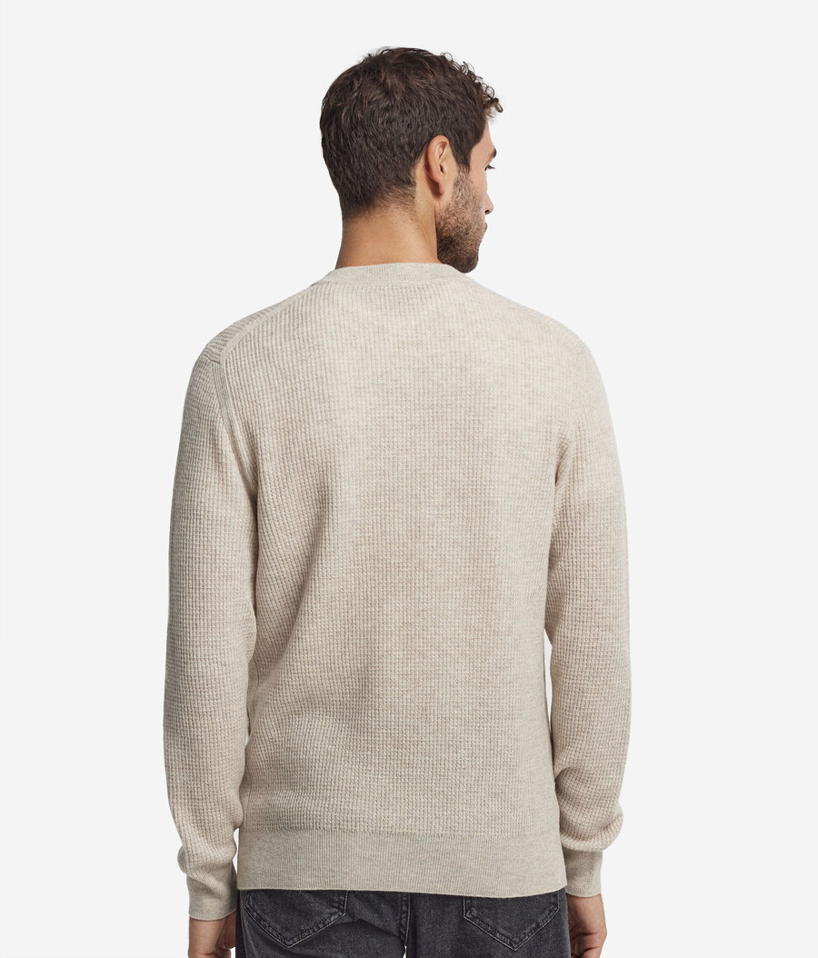 maglione girocollo in cashmere ultra morbido con lavorazione a nido dape