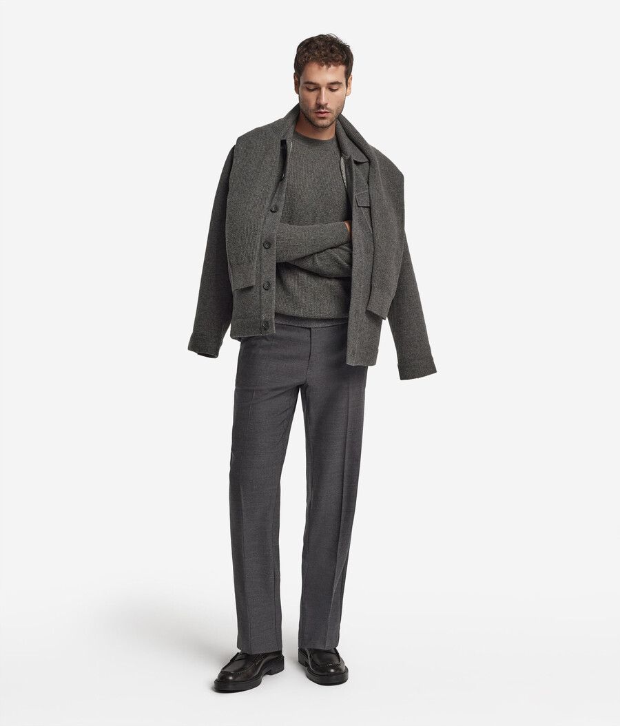 maglione girocollo in cashmere ultra morbido con lavorazione a nido dape