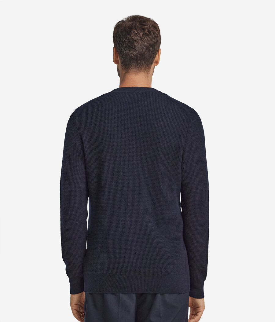 maglione girocollo in cashmere ultra morbido con lavorazione a nido dape