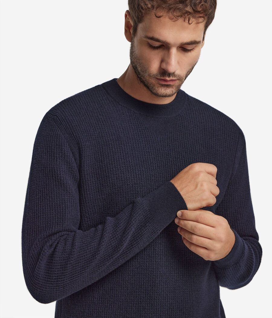 maglione girocollo in cashmere ultra morbido con lavorazione a nido dape