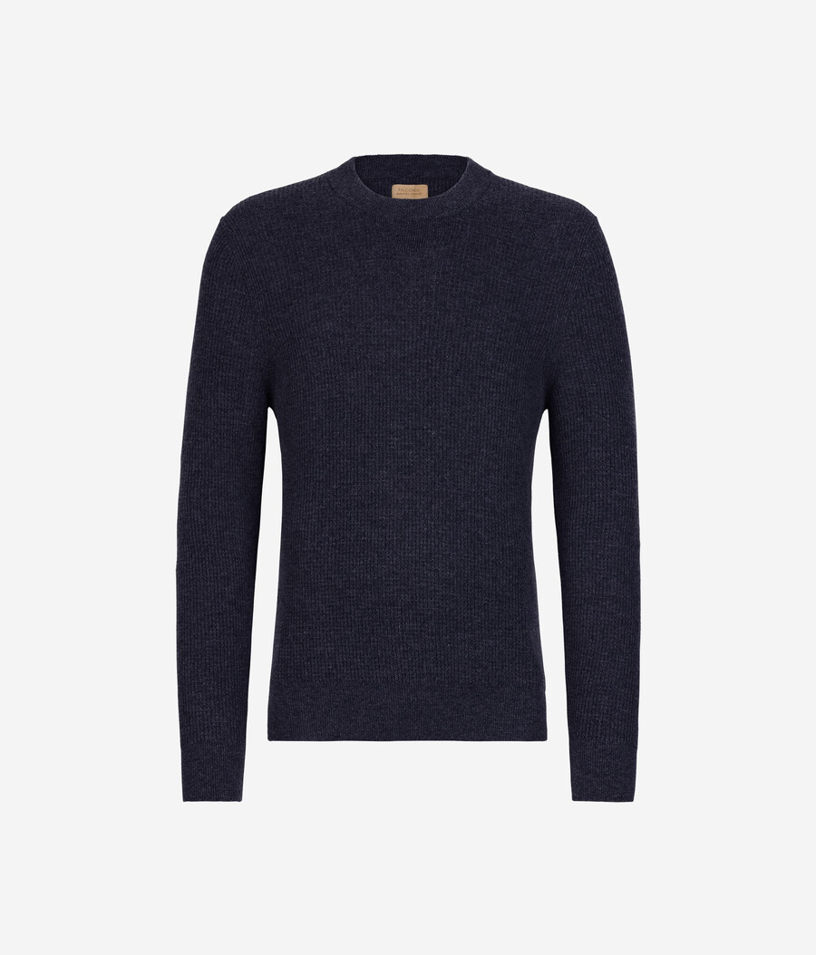 maglione girocollo in cashmere ultra morbido con lavorazione a nido dape