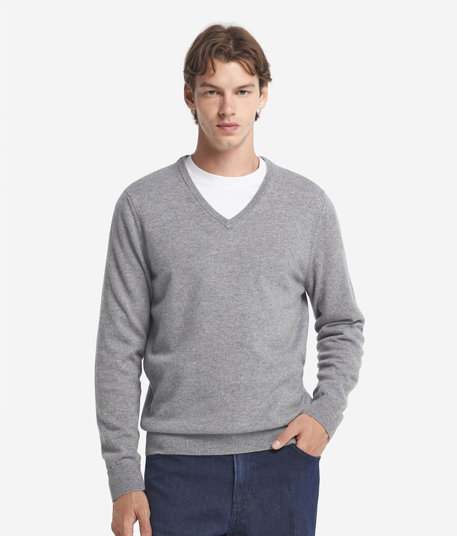 maglione con scollo a v in cashmere ultra morbido