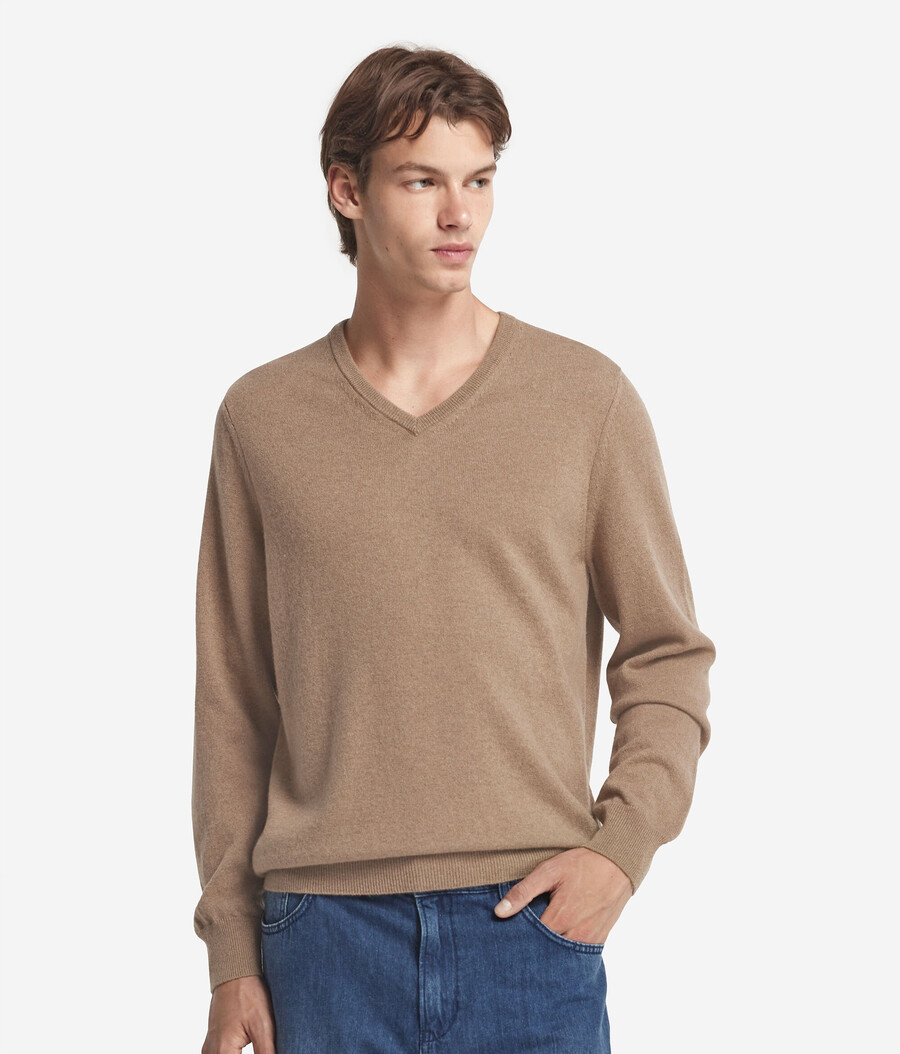 maglione con scollo a v in cashmere ultra morbido