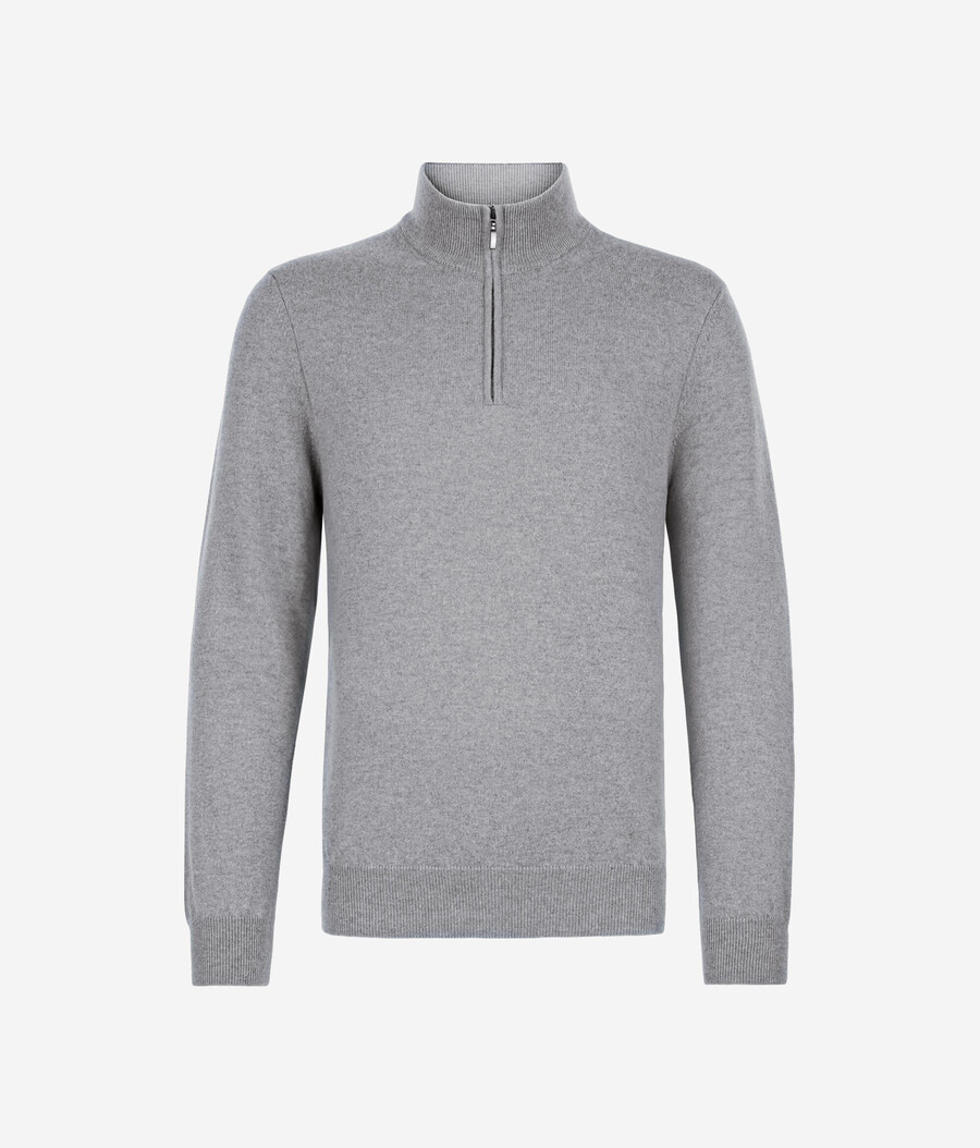 maglione con collo a imbuto e mezza zip in cashmere ultra morbido