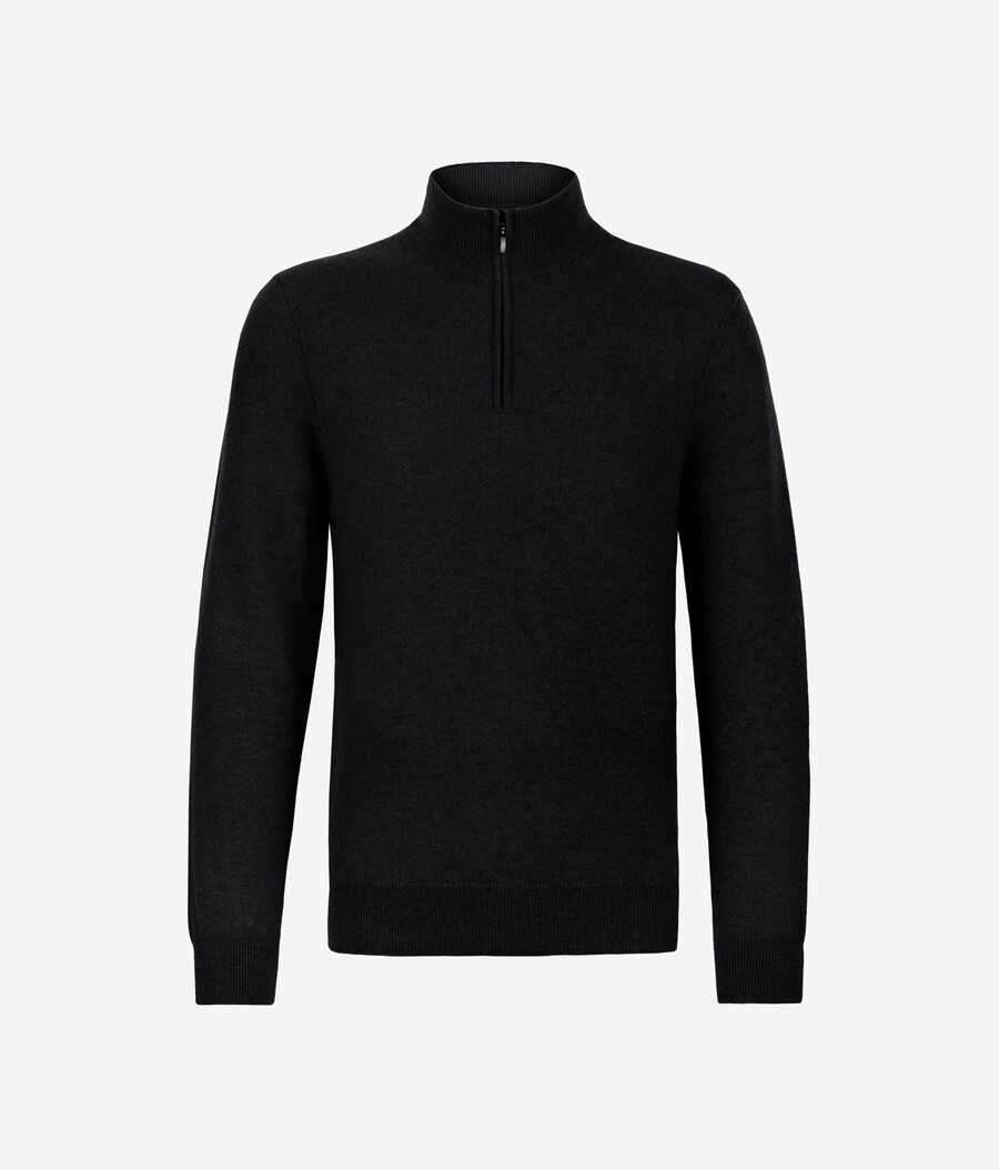 maglione con collo a imbuto e mezza zip in cashmere ultra morbido