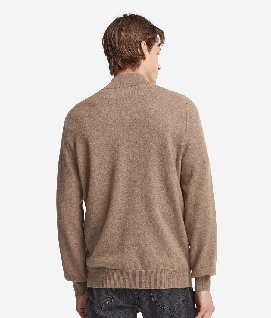 maglione con collo a imbuto e mezza zip in cashmere ultra morbido