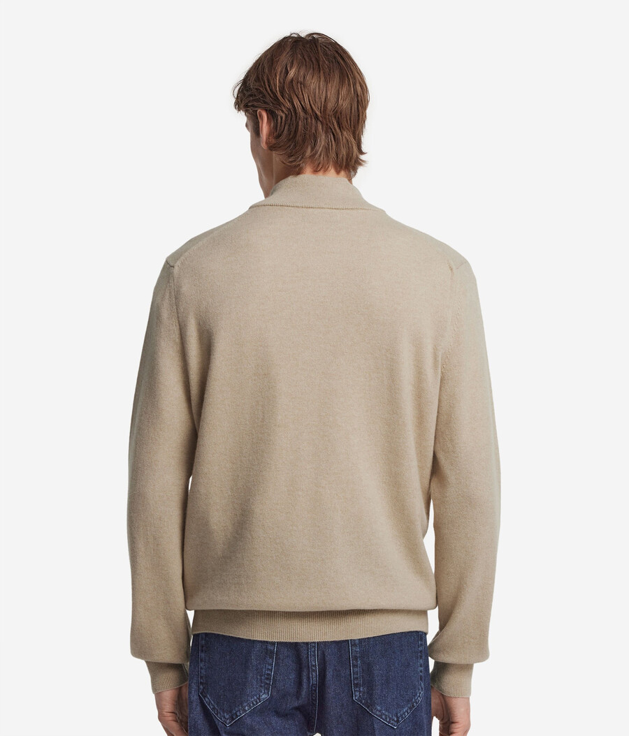 maglione con collo a imbuto e mezza zip in cashmere ultra morbido