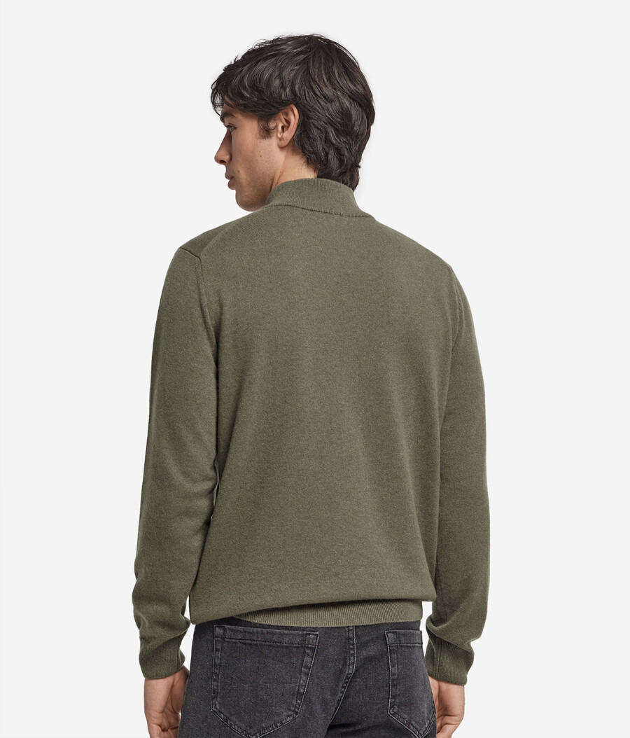 maglione con collo a imbuto e mezza zip in cashmere ultra morbido