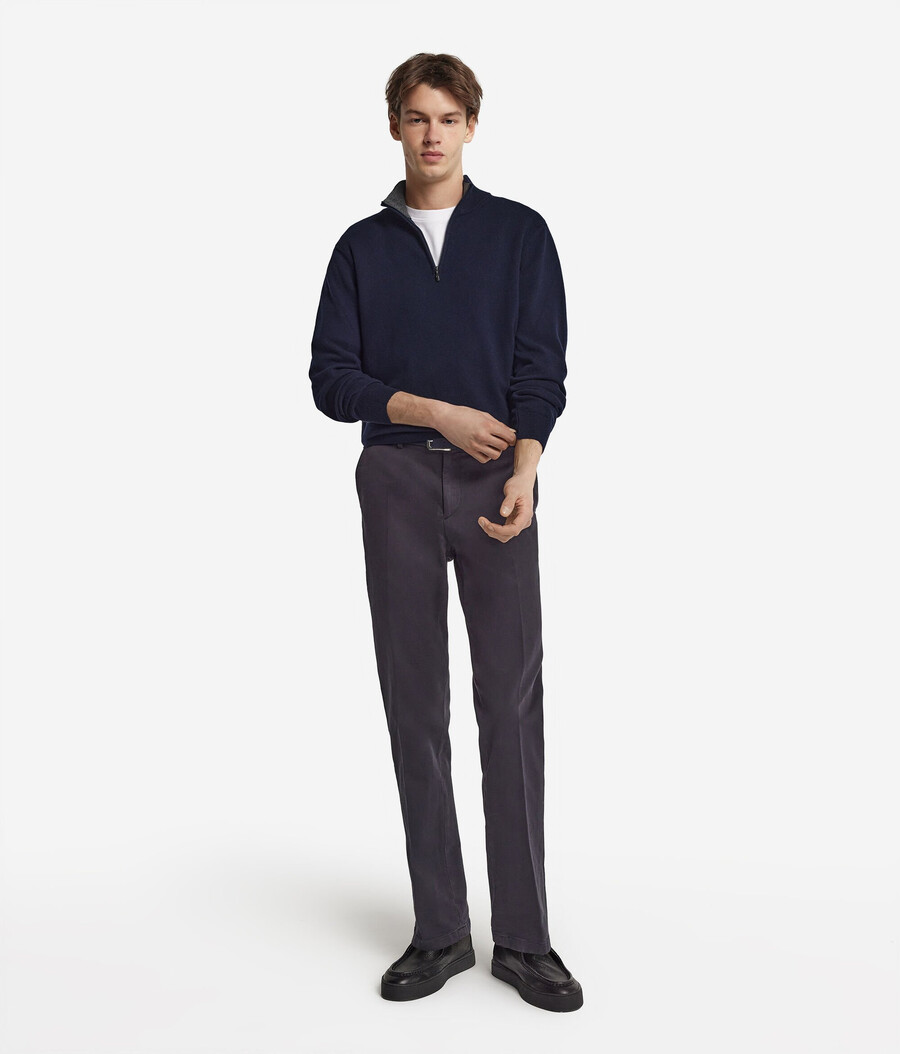 maglione con collo a imbuto e mezza zip in cashmere ultra morbido