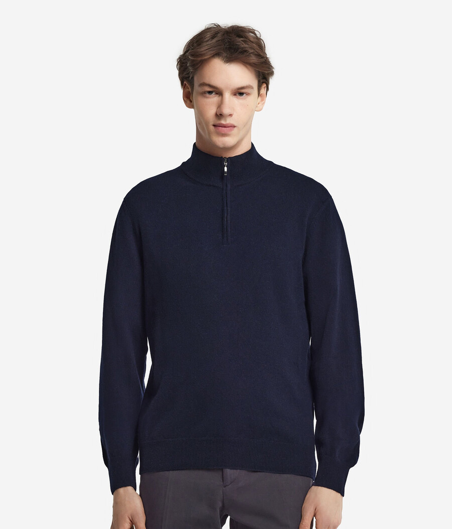 maglione con collo a imbuto e mezza zip in cashmere ultra morbido